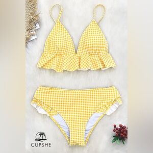 Cupshe Yellow Gingham Bikini Set